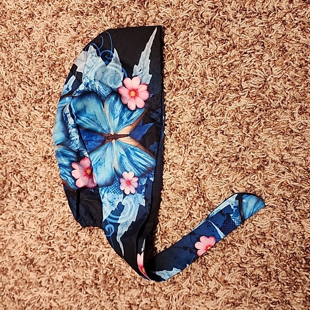 Butterfly and flower scrub cap